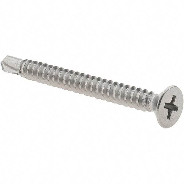 Value Collection - #10, Flat Head, Phillips Drive, 2" OAL, #3 Point, Self Drilling Screw - Grade 410 Stainless Steel - Americas Industrial Supply