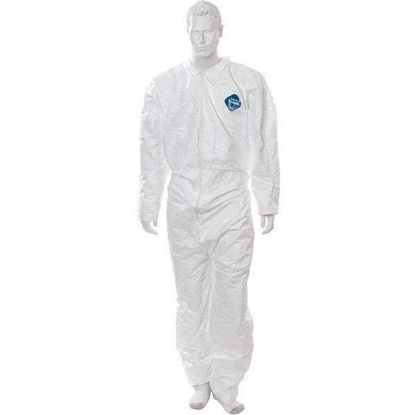Value Collection - Size M Film Laminate General Purpose Coveralls - White, Zipper Closure, Open Cuffs, Open Ankles - Americas Industrial Supply