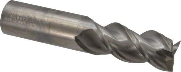 Niagara Cutter - 1", 2" LOC, 1" Shank Diam, 4" OAL, 3 Flute, Solid Carbide Square End Mill - Single End, Uncoated, Spiral Flute, 45° Helix, Centercutting, Right Hand Cut, Right Hand Flute, Series A345 - Americas Industrial Supply