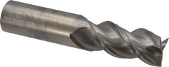 Niagara Cutter - 1", 2" LOC, 1" Shank Diam, 4" OAL, 3 Flute, Solid Carbide Square End Mill - Single End, Uncoated, Spiral Flute, 45° Helix, Centercutting, Right Hand Cut, Right Hand Flute, Series A345 - Americas Industrial Supply