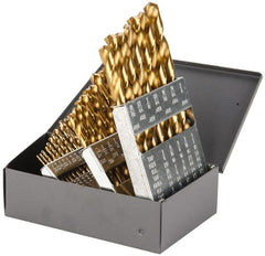 Chicago-Latrobe - 1/16 to 1/2", 135° Point, TiN Finish, Cobalt Jobber Length Drill Bit Set - Americas Industrial Supply