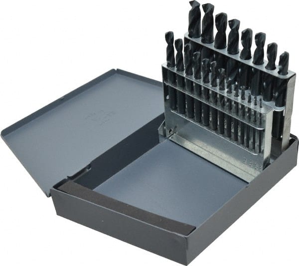 Chicago-Latrobe - 1/16 to 3/8", 135° Point, Oxide Finish, High Speed Steel Screw Machine Length Drill Bit Set - Americas Industrial Supply