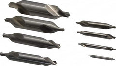 Chicago-Latrobe - 8 Piece, #1 to 8, 1/8 to 3/4" Body Diam, 3/64 to 5/16" Point Diam, Plain Edge, High Speed Steel Combo Drill & Countersink Set - 60° Incl Angle, 1/8 to 3-1/2" OAL, Double End, 217 Series Compatibility - Americas Industrial Supply