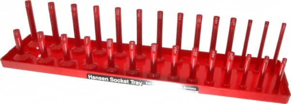 Made in USA - 28 Piece Capacity Deep & Shallow Inch Socket Tray - 1/2" Drive, Red - Americas Industrial Supply