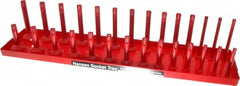Made in USA - 28 Piece Capacity Deep & Shallow Inch Socket Tray - 1/2" Drive, Red - Americas Industrial Supply