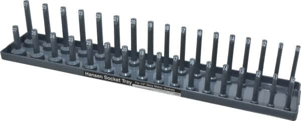 Made in USA - 34 Piece Capacity Deep & Shallow Metric Socket Tray - 1/2" Drive, Gray - Americas Industrial Supply