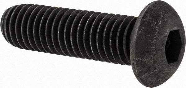Value Collection - 1/2-13 UNC Hex Socket Drive, Button Screw - Alloy Steel, Black Oxide Finish, Fully Threaded, 1-3/4" Length Under Head - Americas Industrial Supply