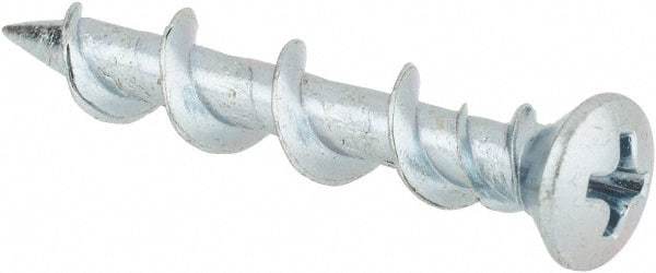 Powers Fasteners - 1/4" Diam, 1-1/4" OAL, Phillips Drive, Concrete Screw & Masonry Fastener - Steel, Chrome Finish - Americas Industrial Supply