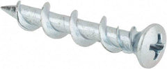 Powers Fasteners - 1/4" Diam, 1-1/4" OAL, Phillips Drive, Concrete Screw & Masonry Fastener - Steel, Chrome Finish - Americas Industrial Supply