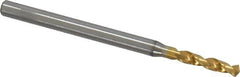 OSG - #43 130° Spiral Flute Vanadium High Speed Steel Screw Machine Drill Bit - TiN Finish, Right Hand Cut, 13mm Flute Length, 45mm OAL, Faceted Point, Straight Shank - Americas Industrial Supply