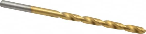 Chicago-Latrobe - #18 135° Cobalt Jobber Drill - TiN Finish, Right Hand Cut, Spiral Flute, Straight Shank, 3-1/4" OAL, Split Point - Americas Industrial Supply