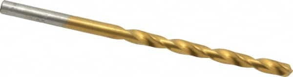 Chicago-Latrobe - #25 135° Cobalt Jobber Drill - TiN Finish, Right Hand Cut, Spiral Flute, Straight Shank, 3" OAL, Split Point - Americas Industrial Supply