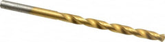 Chicago-Latrobe - 3/16" 135° Cobalt Jobber Drill - TiN Finish, Right Hand Cut, Spiral Flute, Straight Shank, 3-1/2" OAL, Split Point - Americas Industrial Supply