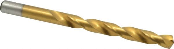 Chicago-Latrobe - 27/64" 135° Cobalt Jobber Drill - TiN Finish, Right Hand Cut, Spiral Flute, Straight Shank, 5-3/8" OAL, Split Point - Americas Industrial Supply