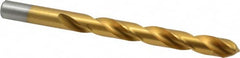 Chicago-Latrobe - 31/64" 135° Cobalt Jobber Drill - TiN Finish, Right Hand Cut, Spiral Flute, Straight Shank, 5-7/8" OAL, Split Point - Americas Industrial Supply