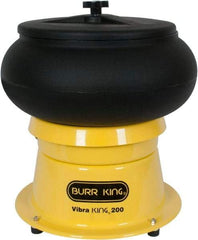 Burr King - 0.66 Cu Ft, 1/5 hp, Vibratory Tumbler - Adjustable Amplitude, Flow Through Drain - Americas Industrial Supply