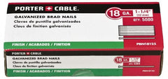 Porter-Cable - 18 Gauge 5/8" Long Brad Nails for Power Nailers - Grade 2 Steel, Galvanized Finish, Brad Head, Chisel Point - Americas Industrial Supply