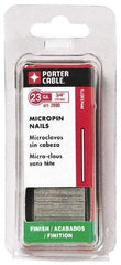 Porter-Cable - 23 Gauge 5/8" Long Pin Nails for Power Nailers - Grade 2 Steel, Galvanized Finish, Straight Stick Collation, Chisel Point - Americas Industrial Supply