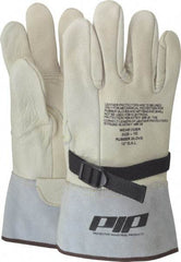 Novax - Class 1 & 2, Size XL (10), 12" Long, Grain Cowhide Leather Protector - Natural, Not for Electrical Protection (ASTM F696-02), Wear Over Rubber Insulating Gloves, ASTM F696-02 - Americas Industrial Supply