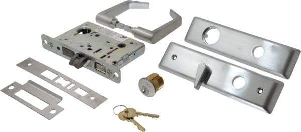 Yale - Extra Heavy Duty Entrance/Apartment Lever Lockset with Dead Bolt - 2-3/4" Back Set, Standard Mortise Cylinder, Satin Chrome Finish - Americas Industrial Supply