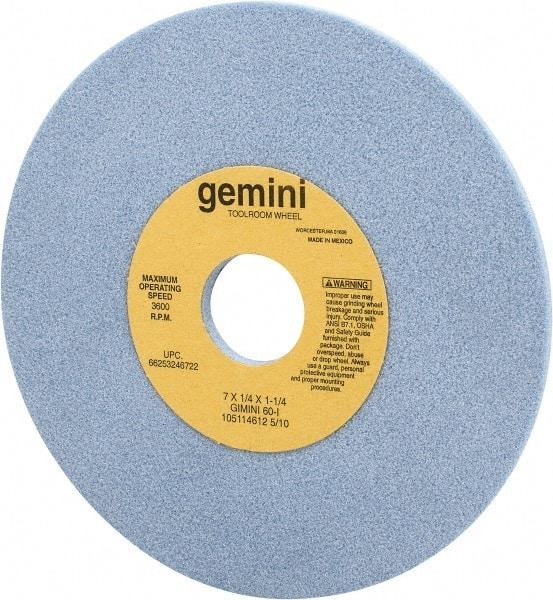 Norton - 7" Diam x 1-1/4" Hole x 1/4" Thick, I Hardness, 60 Grit Surface Grinding Wheel - Aluminum Oxide, Type 1, Medium Grade, 3,600 Max RPM, No Recess - Americas Industrial Supply