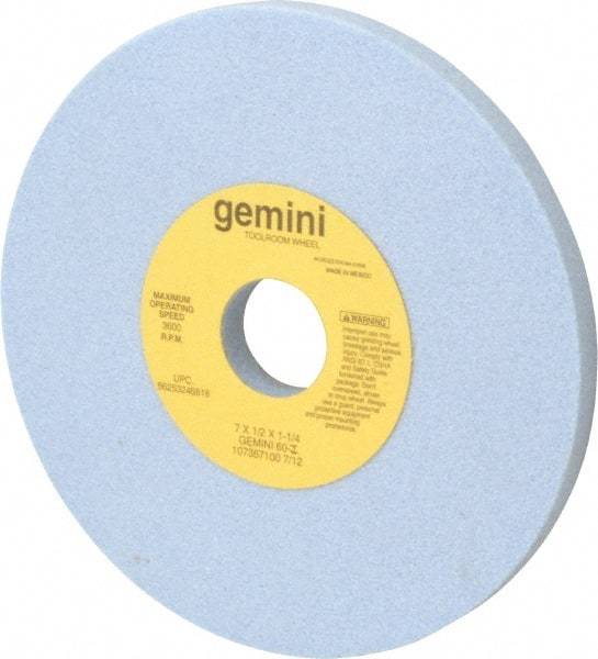 Norton - 7" Diam x 1-1/4" Hole x 1/2" Thick, I Hardness, 60 Grit Surface Grinding Wheel - Aluminum Oxide, Type 1, Medium Grade, 3,600 Max RPM, No Recess - Americas Industrial Supply