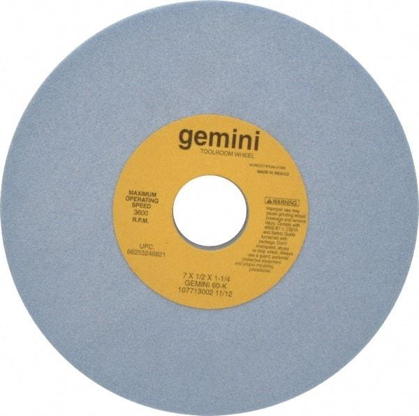 Norton - 7" Diam x 1-1/4" Hole x 1/2" Thick, K Hardness, 60 Grit Surface Grinding Wheel - Aluminum Oxide, Type 1, Medium Grade, 3,600 Max RPM, No Recess - Americas Industrial Supply