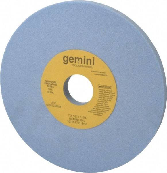Norton - 7" Diam x 1-1/4" Hole x 1/2" Thick, L Hardness, 60 Grit Surface Grinding Wheel - Aluminum Oxide, Type 1, Medium Grade, 3,600 Max RPM, No Recess - Americas Industrial Supply