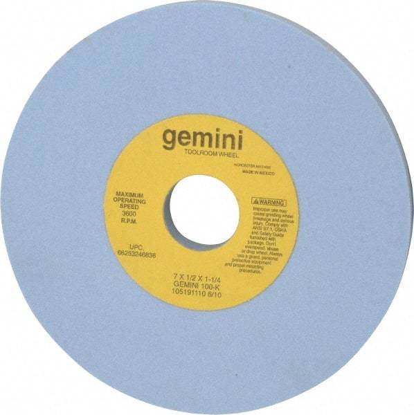 Norton - 7" Diam x 1-1/4" Hole x 1/2" Thick, K Hardness, 100 Grit Surface Grinding Wheel - Aluminum Oxide, Type 1, Fine Grade, 3,600 Max RPM, No Recess - Americas Industrial Supply