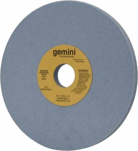 Norton - 8" Diam x 1-1/4" Hole x 1/2" Thick, H Hardness, 60 Grit Surface Grinding Wheel - Aluminum Oxide, Type 1, Medium Grade, 3,600 Max RPM, No Recess - Americas Industrial Supply