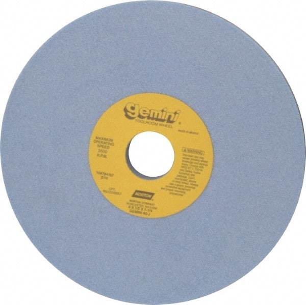 Norton - 8" Diam x 1-1/4" Hole x 1/2" Thick, J Hardness, 60 Grit Surface Grinding Wheel - Aluminum Oxide, Type 1, Medium Grade, 3,600 Max RPM, No Recess - Americas Industrial Supply