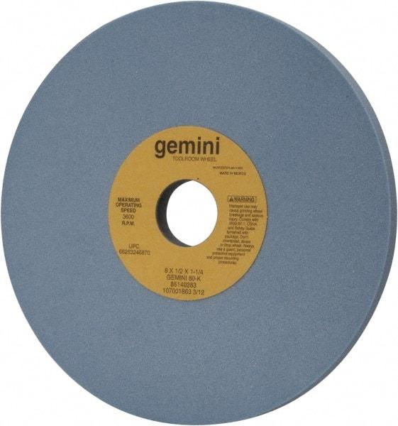 Norton - 8" Diam x 1-1/4" Hole x 1/2" Thick, K Hardness, 80 Grit Surface Grinding Wheel - Aluminum Oxide, Type 1, Medium Grade, 3,600 Max RPM, No Recess - Americas Industrial Supply
