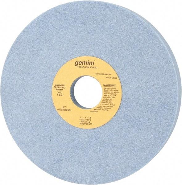 Norton - 7" Diam x 1-1/4" Hole x 1" Thick, J Hardness, 60 Grit Surface Grinding Wheel - Aluminum Oxide, Type 5, Medium Grade, 3,600 Max RPM, One-Side Recess - Americas Industrial Supply