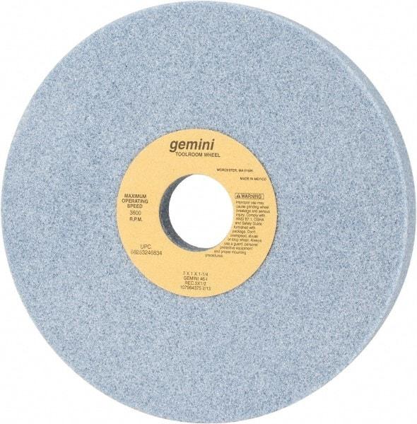 Norton - 7" Diam x 1-1/4" Hole x 1" Thick, I Hardness, 46 Grit Surface Grinding Wheel - Aluminum Oxide, Type 5, Coarse Grade, 3,600 Max RPM, One-Side Recess - Americas Industrial Supply