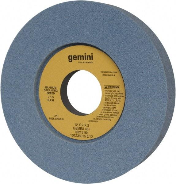 Norton - 12" Diam x 3" Hole x 2" Thick, I Hardness, 46 Grit Surface Grinding Wheel - Aluminum Oxide, Type 7, Coarse Grade, 2,705 Max RPM, Two-Side Recess - Americas Industrial Supply