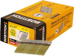 Stanley Bostitch - 12 Gauge 0.113" Shank Diam 2" Long Framing Nails for Power Nailers - Steel, Galvanized Finish, Ring Shank, Angled Stick Wire Collation, Round Head, Diamond Point - Americas Industrial Supply