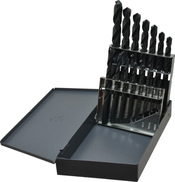 Chicago-Latrobe - 1/16 to 1/2", 118° Point, Oxide Finish, High Speed Steel Jobber Length Drill Bit Set - Americas Industrial Supply