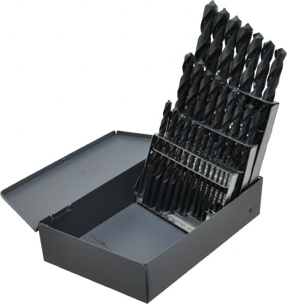 Chicago-Latrobe - 1/16 to 1/2", 118° Point, Oxide Finish, High Speed Steel Jobber Length Drill Bit Set - Americas Industrial Supply