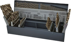 Chicago-Latrobe - 1/16 to 1/2", 135° Point, Gold Finish, Cobalt Jobber Length Drill Bit Set - Americas Industrial Supply