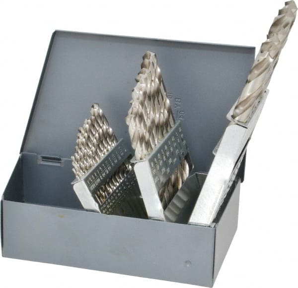 Chicago-Latrobe - 1/16 to 1/2", 118° Point, Bright Finish, High Speed Steel Jobber Length Drill Bit Set - Americas Industrial Supply