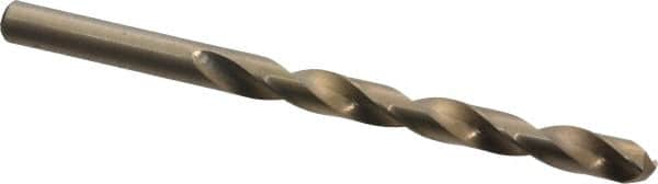Chicago-Latrobe - 0.277" 135° Cobalt Jobber Drill - Oxide/Gold Finish, Right Hand Cut, Spiral Flute, Straight Shank, 4-1/8" OAL, Split Point - Americas Industrial Supply