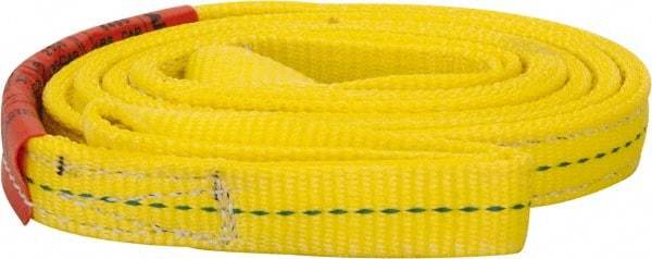 Lift-All - 8' Long x 1" Wide, 3,200 Lb Vertical Capacity, 2 Ply, Polyester Web Sling - 2,500 Lb Choker Capacity, Yellow - Americas Industrial Supply