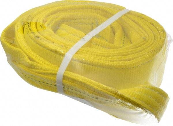 Lift-All - 10' Long x 3" Wide, 8,600 Lb Vertical Capacity, 2 Ply, Polyester Web Sling - 6,900 Lb Choker Capacity, Yellow - Americas Industrial Supply