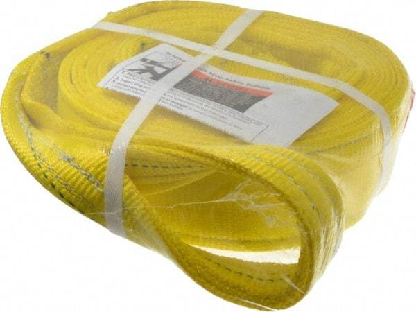 Lift-All - 12' Long x 3" Wide, 8,600 Lb Vertical Capacity, 2 Ply, Polyester Web Sling - 6,900 Lb Choker Capacity, Yellow - Americas Industrial Supply