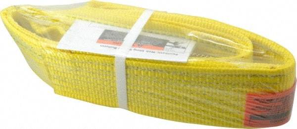 Lift-All - 4' Long x 3" Wide, 8,600 Lb Vertical Capacity, 2 Ply, Polyester Web Sling - 6,900 Lb Choker Capacity, Yellow - Americas Industrial Supply