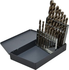 Chicago-Latrobe - 1/16 to 1/2", 135° Point, Gold Finish, Cobalt Jobber Length Drill Bit Set - Americas Industrial Supply