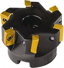Seco - 7 Inserts, 80mm Cut Diam, 27mm Arbor Diam, 15mm Max Depth of Cut, Indexable Square-Shoulder Face Mill - 90° Lead Angle, 50mm High, AP.. 1604 Insert Compatibility - Americas Industrial Supply