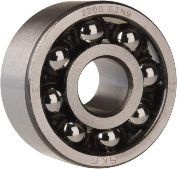 SKF - 10mm Bore Diam, 30mm OD, Open Self Aligning Radial Ball Bearing - 14mm Wide, 2 Rows, Round Bore, 389 Lb Static Capacity, 1,810 Lb Dynamic Capacity - Americas Industrial Supply