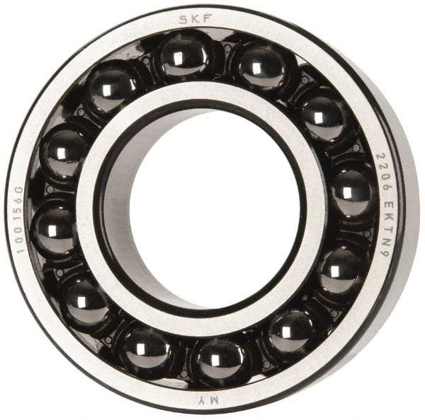 SKF - 30mm Bore Diam, 62mm OD, Open Self Aligning Radial Ball Bearing - 20mm Wide, 2 Rows, Round Bore, 1,510 Lb Static Capacity, 5,350 Lb Dynamic Capacity - Americas Industrial Supply