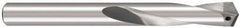 CJT - 1/4" 125° Spiral Flute Carbide-Tipped Screw Machine Drill Bit - Bright Finish, Right Hand Cut, 1-17/32" Flute Length, 3-15/16" OAL, Faceted Point, Straight Shank, Through Coolant - Americas Industrial Supply